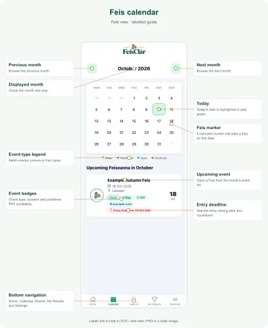 Labelled Feis calendar